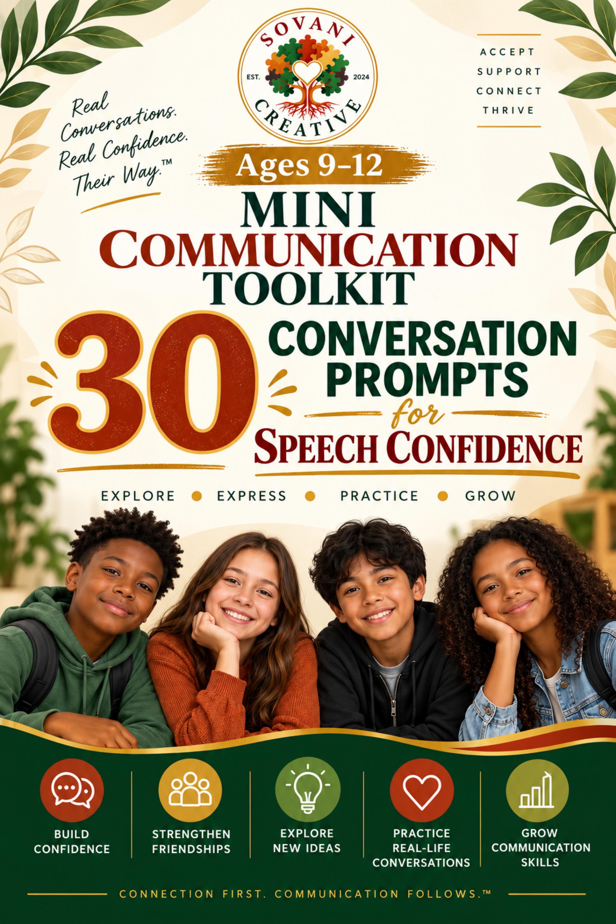 30 Conversation Prompts for Speech Confidence™ Ages 9–12 cover