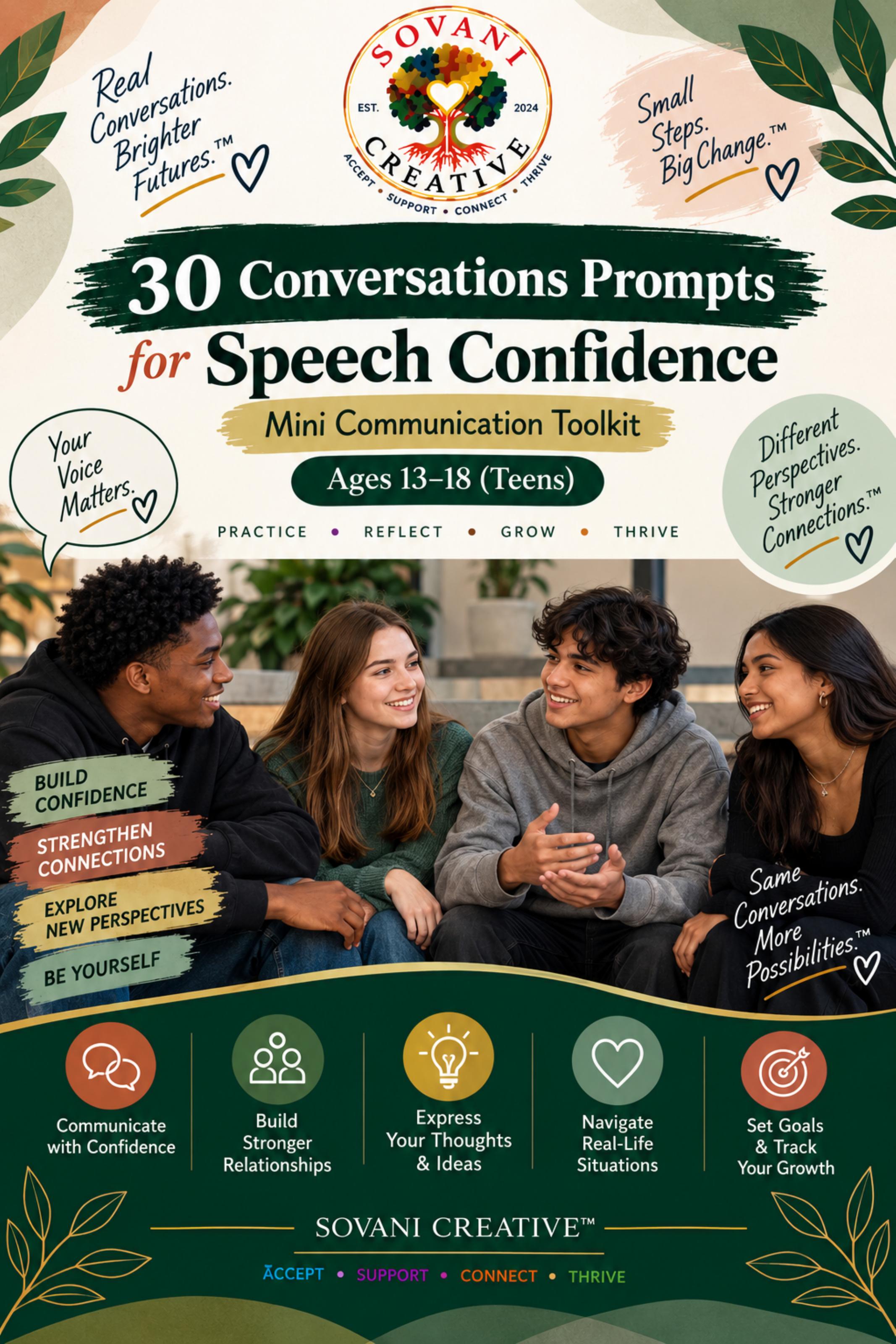 30 Conversation Prompts for Speech Confidence™ Ages 13–18 cover